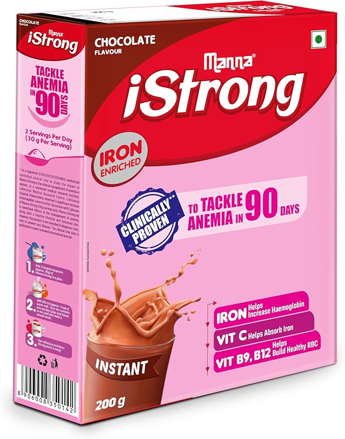 Manna i Strong 200g Iron Fortified Womens Health Drink Mix (Chocolate) Iron Supplement Iron Lock Formula with VIT C B9 B12