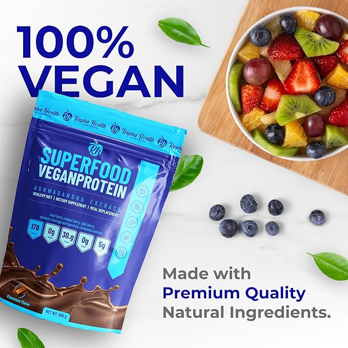 Superfood Vegan Protein (Chocolate) | Plant-Based Protein with Superfoods &amp Probiotics | Muscle Recovery &amp Energy | 15 Servings