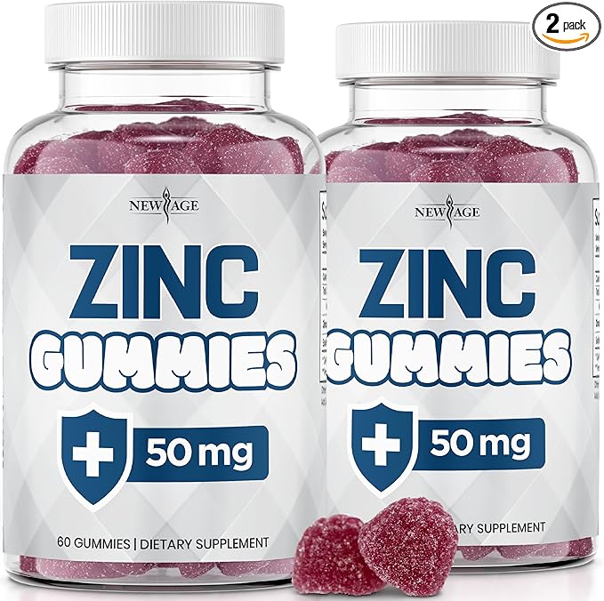 NEW AGE Zinc Gummies - 2 Pack - 50mg High Immune Booster Zinc Supplement Immune Defense Powerful Natural Antioxidant Non-GMO - by New Age 120 Count