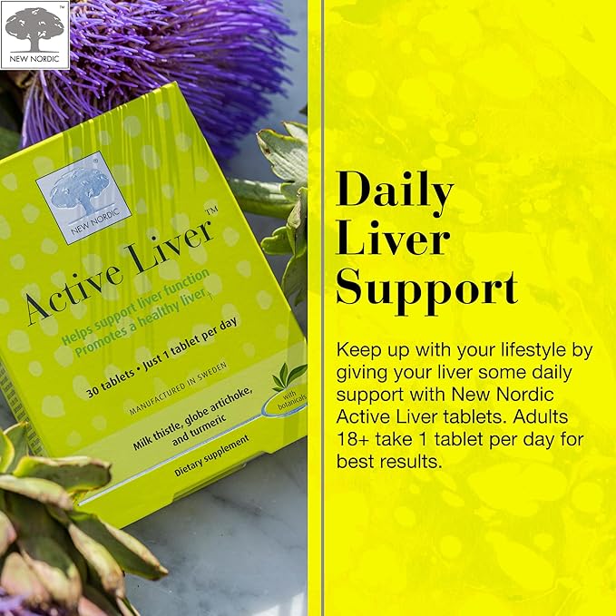 NEW NORDIC Active Liver 90-Day Supply Daily Liver Supplement Milk Thistle Artichoke &amp Turmeric 30 Tablets (Pack of 3)