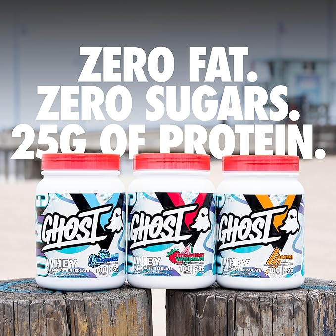 GHOST Clear Whey Isolate Protein Powder Orange Cream - 1.4 LB Tub 25G of Whey Protein - Post Workout Drink for Muscle Gain &amp Recovery – Sugar Free Soy Free &amp Zero Fat 20 Servings