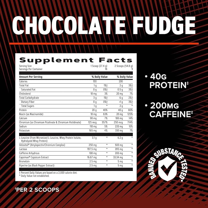 GNC AMP Wheybolic Ripped Protein Powder &amp Thermogenic Supplement Increases Muscle Strength &amp Size Energy &amp Endurance 40g Protein 6.2g Leucine 15g EAA Caffeine Chocolate Fudge 9 Ser