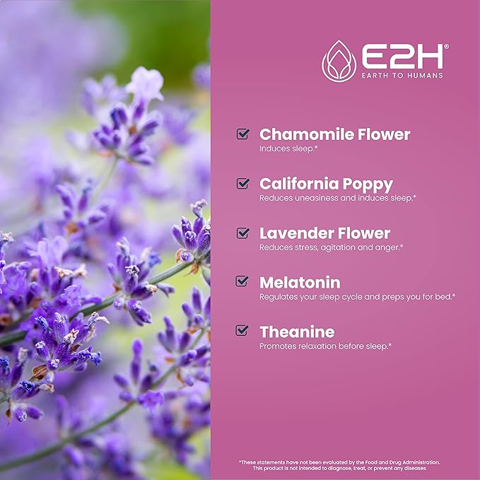 E2H Natural Sleep Aid - Liquid Melatonin with Chamomile Theanine - Sleep Better Deeper Longer - Vegan GMO-Free - Provides Stress Relief (3 Bottles)