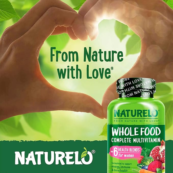 NATURELO Whole Food Multivitamin for Women - with Vitamins Minerals &amp Organic Extracts - Supplement for Energy and Heart Health - Non GMO - 240 Vegan Capsules
