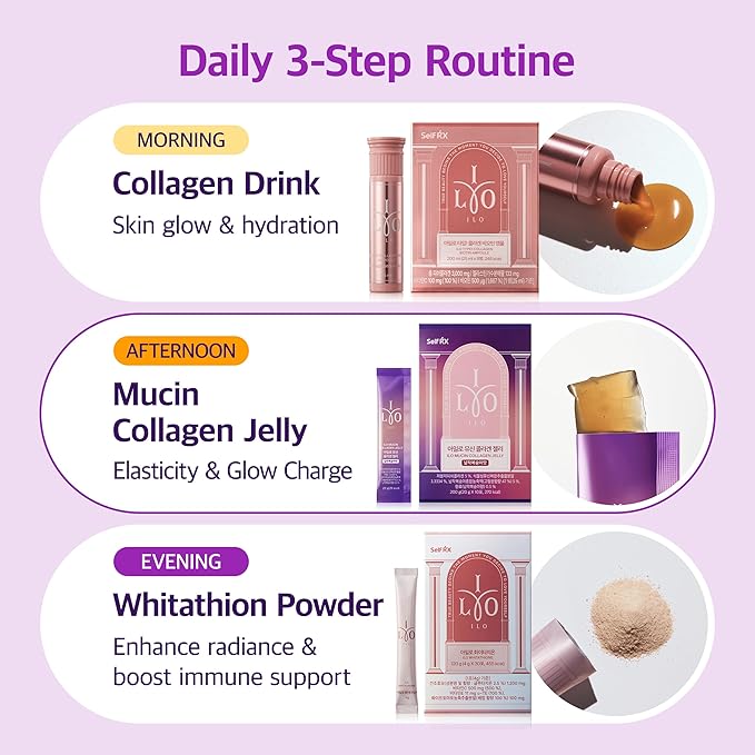 ILO Mucin Collagen Jelly Stick – 300 Dalton Ultra-Absorption Plant-Based Mucin &amp Low-Molecular Fish Collagen for Radiant Glow – Korean Skin Glow Booster Donut Peach Flavor 10 Sticks