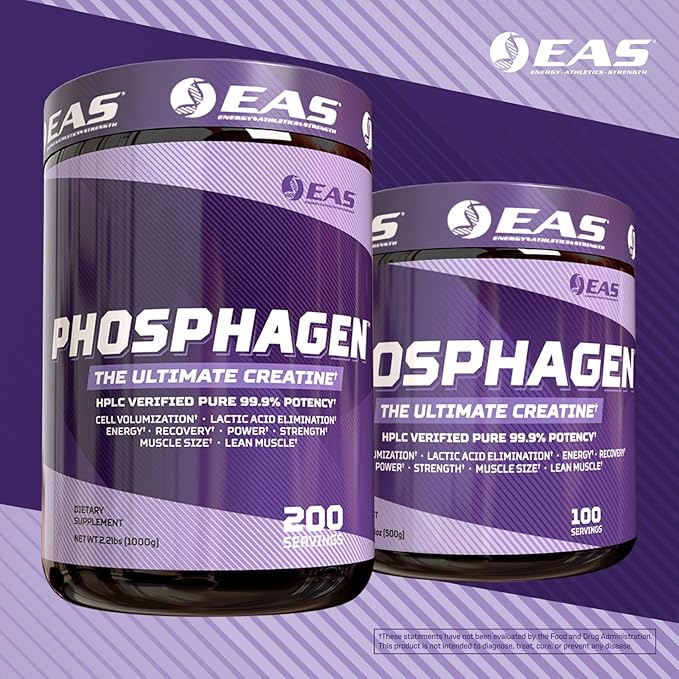 EAS Phosphagen Ultimate Creatine Powder | Power Strength Muscle Size &amp Cell Volumization | Pure 99.9% Potency | 100 Servings (Unflavored)