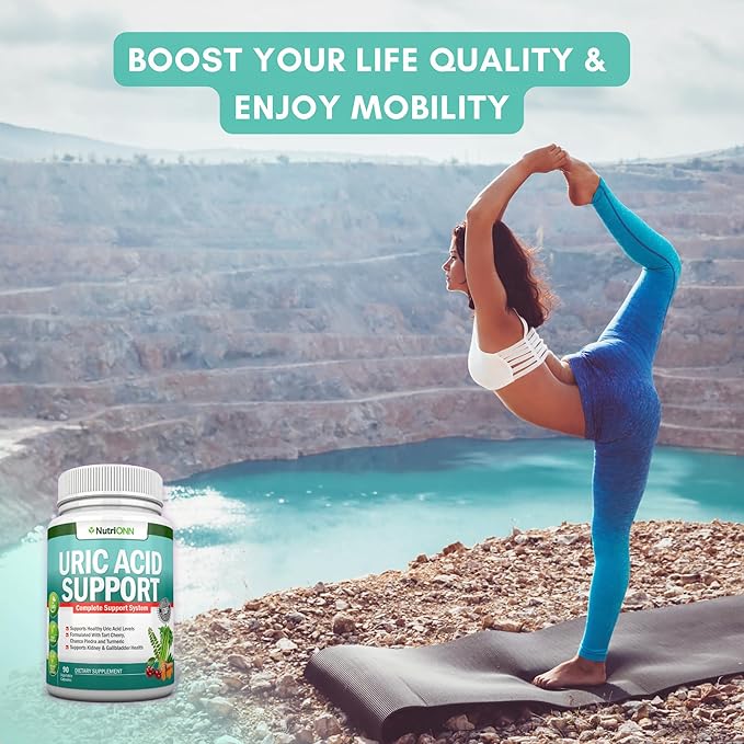 Uric Acid Flush - Herbal Uric Acid Cleanse Supplement - With Tart Cherry Celery Seed Extract Chanca Piedra Devil’s Claw &amp Green Coffee Bean - Vegan - Supports Gallbladder and Kidney Health