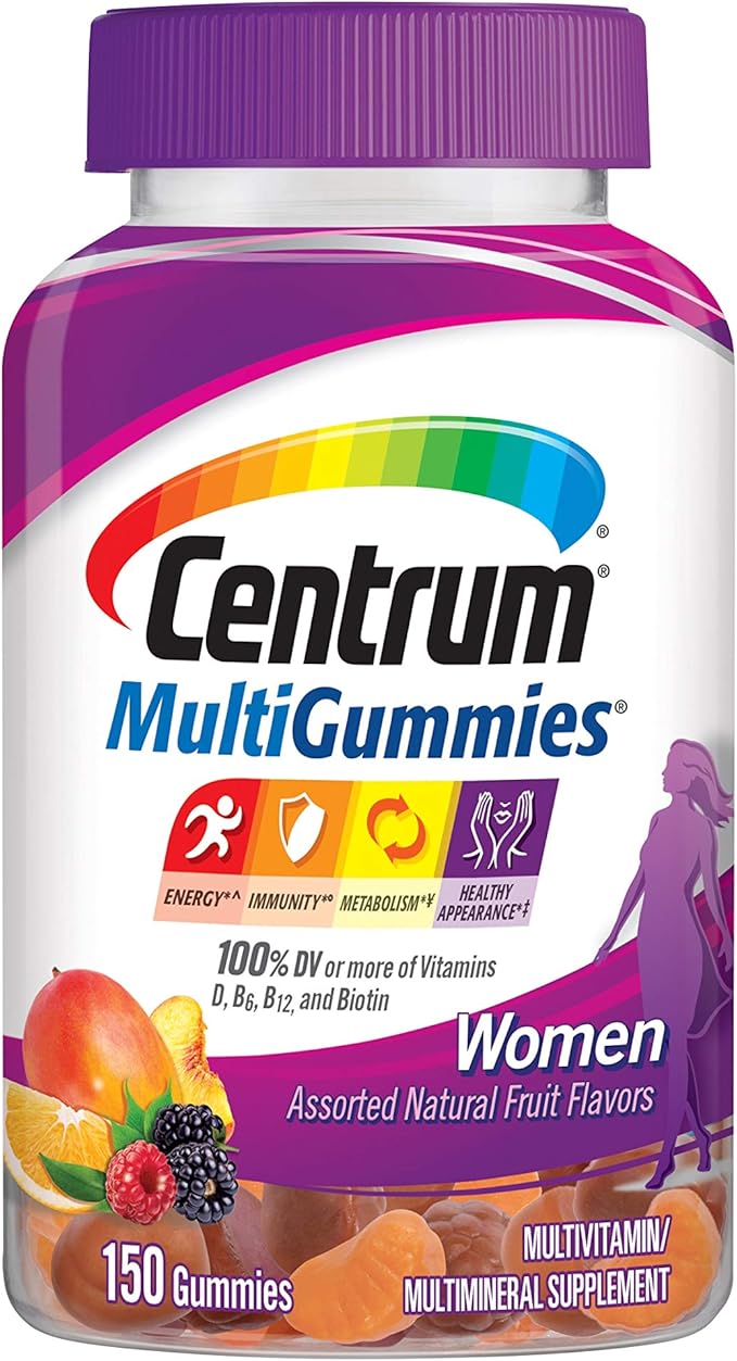 Centrum MultiGummies Gummy Multivitamin for Women Multivitamin/Multimineral Supplement with Vitamin D3 B Vitamins and Antioxidants Assorted Fruit Flavor - 150 Count