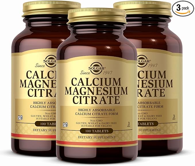 Solgar Calcium Magnesium Citrate - 100 Tablets Pack of 3 - Non-GMO Vegan Gluten Free Kosher - 60 Total Servings