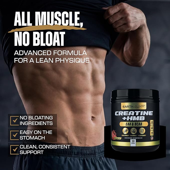 Creatine HMB Supplements for Men and Women w/Essential Amino Acids | EAA &amp BCAA Powder Mix | Creatine Monohydrate Powder and HMB | EAAS &amp BCAAS | Made in USA &amp 3rd Party Tested