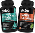 Multi Collagen Peptides &amp Candida Cleanse - Type I II III V &amp X Multi Collagen Skin Hair &amp Nails - Extra Strength Probiotic Complex Cleanser Natural Oral Herbal Oregano &amp Capryl