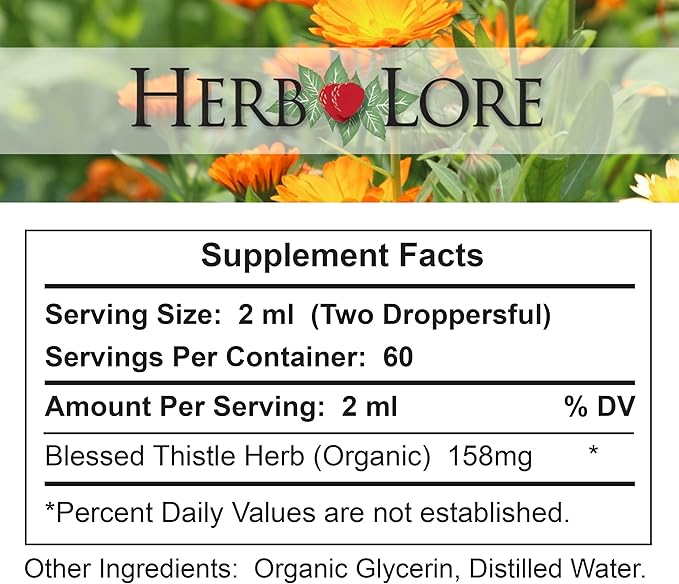Herb Lore Organic Blessed Thistle for Breastfeeding Support - Liquid Lactation Supplement - 4 fl oz