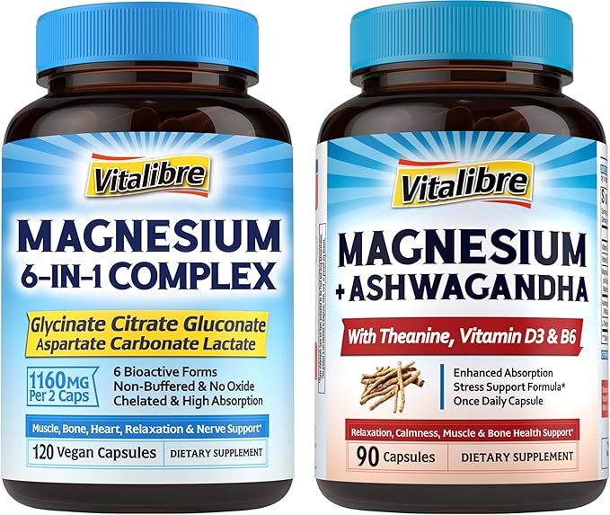 6 in 1 Magnesium Complex 120 Caps and Magnesium Ashwagandha Complex 90 Caps