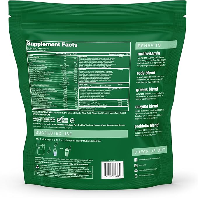 NutraOne Complete Superfoods Stick Pack + IsolateOne Clear Whey Isolate Bundle – Daily Multivitamin + Clean Clear Protein for Whole-Body Wellness &amp Muscle Recovery
