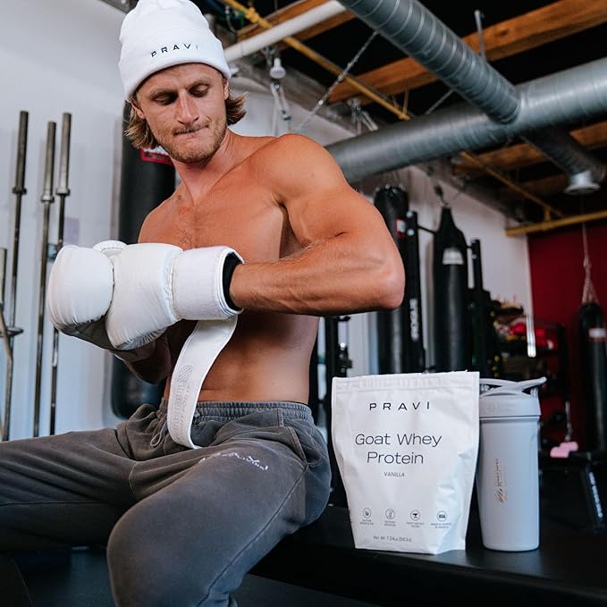 Grass-Fed Pure Goat Whey Protein Powder - Organic Whey Protein Supplement - Easy to Digest - Less Lactose - Soy Free - Vanilla Flavor - 20 Servings