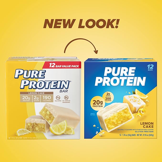 Pure Protein Vanilla Protein Shake 30g Complete Protein Vitamins A C D and E plus Zinc &amp Bars High Protein Nutritious Snacks to Support Energy Low Sugar Lemon Cake 1.76 oz
