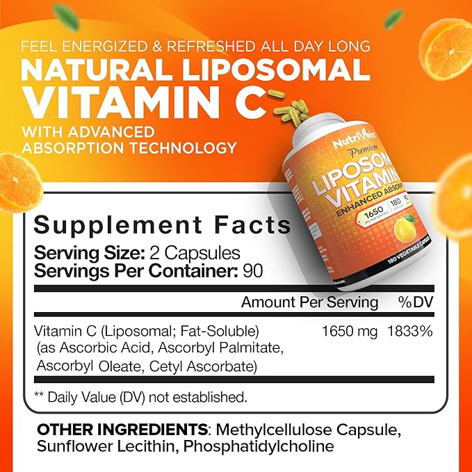 Nutrivein Premium Zinc Picolinate &amp Liposomal Vitamin C Supplement Bundle: High-Absorption Vitamin C Capsules &amp Zinc Supplements Defense and Vitality Bundle
