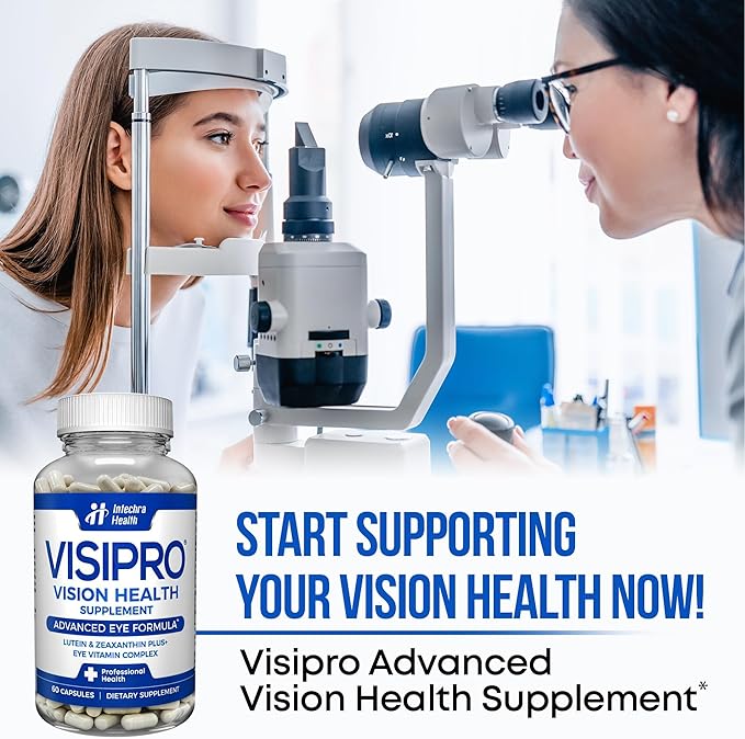VISIPRO® 20-20 New Vision Health Supplement - Advanced Eye Vision Vitamins for Complete Eye Health Vision Support &amp Macular Free Radical Defense - 60 Veggie Caps