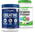 Orgain Creatine Monohydrate Powder 17.64 Oz (100 Servings) &amp Organic Vegan Vanilla Bean Protein Powder 2.03 lb Bundle - Plant-Based Protein and Muscle Support