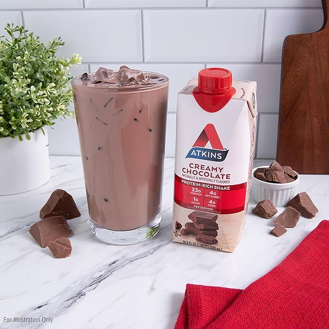 Atkins Creamy Chocolate Meal Size Protein Shake 23g Protein Low Glycemic 4g Net Carb 1g Sugar Keto Friendly 12 Count