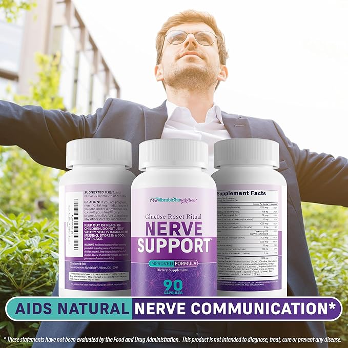 Gluc0se Reset Ritual Nerve Support Supplement - Our Best Neuropathy Support Supplement - B12 Nerve Health Vitamins - B12 Vitamins for Nerve System - Nervous System Vitamin B Complex for Nerve Damage
