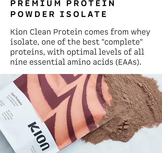 Kion Clean Protein | Grass-Fed &amp Pasture-Raised Whey Isolate Protein Powder | Smooth Vanilla | 30 Servings