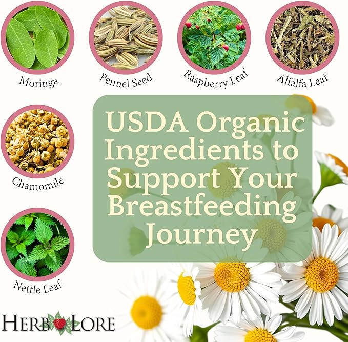 Herb Lore Organic Nursing Tincture – Liquid Lactation Support Drops to Increase Breast Milk Supply with Moringa and Fennel – Fenugreek-Free Breastfeeding Supplement (4 fl oz)