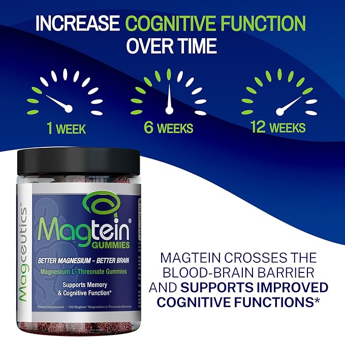 Magtein Magnesium L-Threonate 60 Capsules Magceutics Adult Gummies 150 Count Vitamin D3 K2 30 Capsules - Bundle