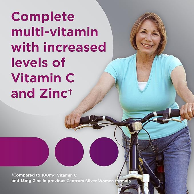 Centrum Silver Women's Multivitamin for Women 50 Plus Multivitamin/Multimineral Supplement with Vitamin D3 B Vitamins Calcium and Antioxidants Gluten Free Non-GMO Ingredients - 100 Count