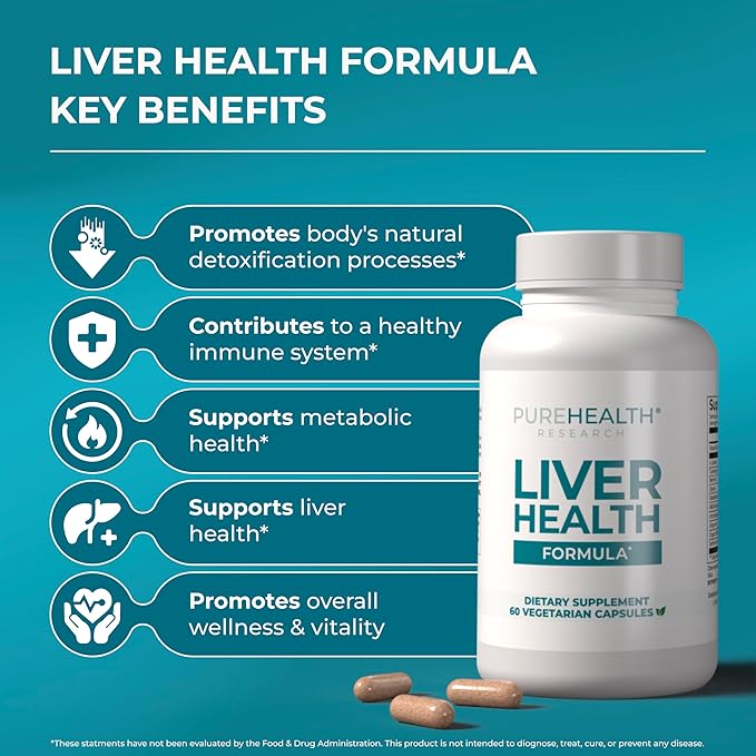 PUREHEALTH Research Liver Health – Liver Cleanse Detox &amp Repair Support Supplement- with Milk Thistle Turmeric Powder Dandelion Artichoke Beet Root Ginger L Cysteine HCL &amp More - 180 Cap