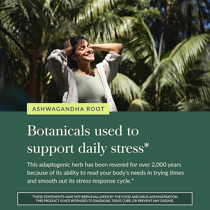 Gaia Herbs Ashwagandha Root - Stress Relief &amp Sleep Support Supplement - Supports Balanced Energy Levels &amp Positive Outlook* - 120 Vegan Liquid Phyto-Caps (60 Servings)