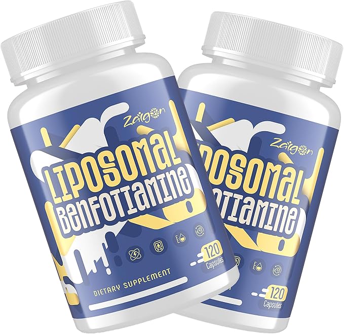Zaigon Benfotiamine Thiamine Vitamin B1 Supplement 600mg Liposomal Fat Soluble VIT B1 with Alpha-Lipoic Acid for Men &amp Women Energy Boost Glucose Metabolism &amp Nerve Support (240 Vegan Capsu