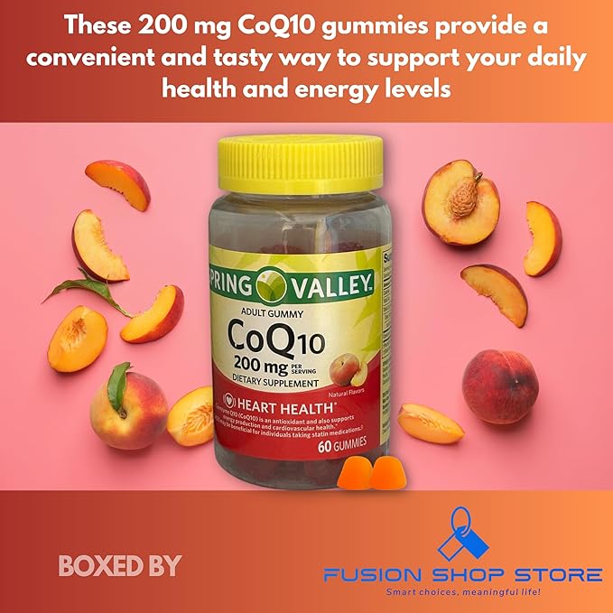 Coq10 200mg Gummies- Coenzyme Supplement for Adults 60 ct (Pack of 1) Boxed by Fusion Shop Store