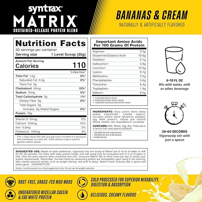 Syntrax Nutrition Matrix - Sustained-Release Protein Blend Bananas &amp Cream 2 lbs.