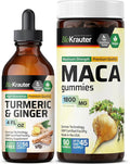 Turmeric Ginger Tincture 4 Fl. Oz. &amp Maca 90 Gummies.