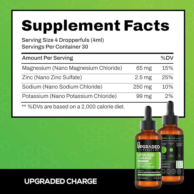 Upgraded Formulas Upgraded Charge Optimal Electrolyte Blend with Liquid Nano Minerals Dietary Supplement 4 Fluid Ounces