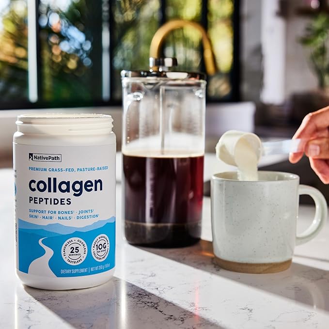 NativePath Collagen Peptides - Hydrolyzed Type 1 &amp 3 Collagen Powder for Skin Hair Nails - 8.8 oz (25 Servings)