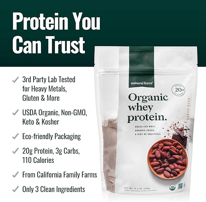 Natural Force Whey Protein Powder – Chocolate 1 lb Clean Marine Collagen Powder 11.7 oz