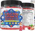 Kids Calcium Citrate Gummies with Vitamin D3 Supplement Calcium Citrate 300/600 mg with Magnesium Zinc &amp Multivitamin for Kids 4+ Support Bone Muscle &amp Digestive Health Sugar Free Strawberr