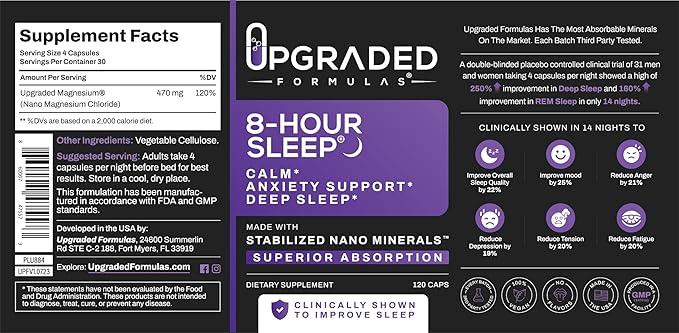 Upgraded Formulas 8-Hour Sleep: Clinically Shown To Improve Sleep 120 Capsules