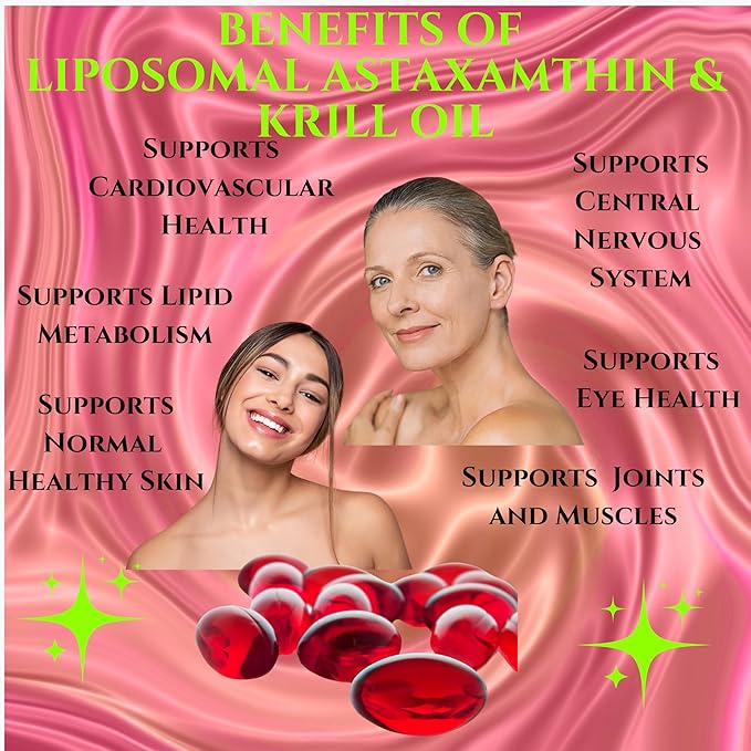 Nikoni Liposomal Astaxanthin 24mg with Kril Oil 500mg Supplement 60 softgels