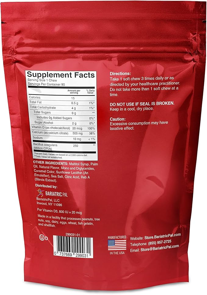 BariatricPal 30-Day Bariatric Vitamin Bundle (Multivitamin ONE 1 per Day! Iron-Free Capsule and Calcium Citrate Soft Chews 500mg with Probiotics - Caramel Apple)