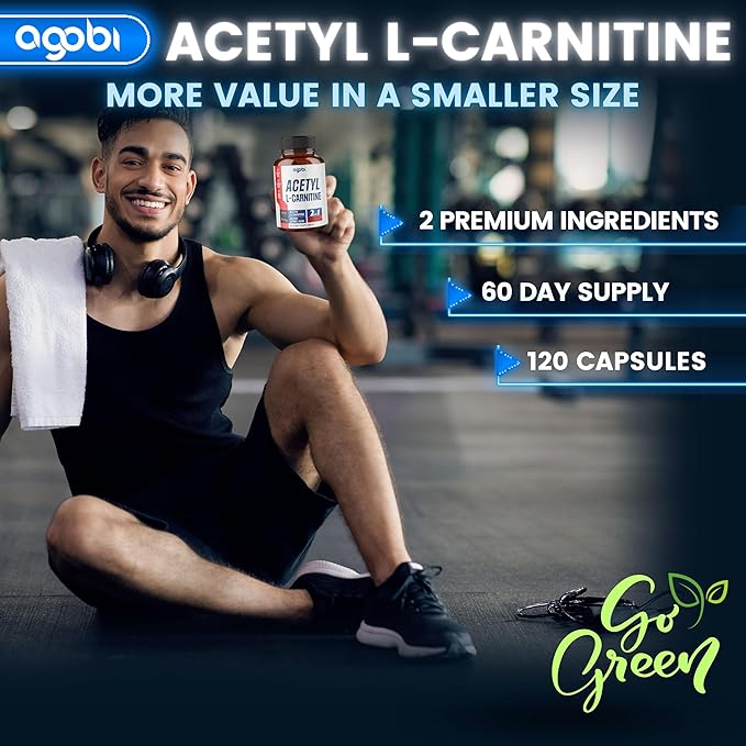 agobi Acetyl L-Carnitine &amp Alpha Lipoic Acid Complex 1500mg - Supplement for Brain Health Memory Focus &amp Mood Support - 120 Vegan Capsules for 2 Month Supply - Gluten-Free Non-GMO