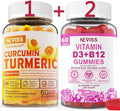 3 Pack Turmeric Curcumin + Vitamin D3 &amp B12 Gummies Vegan