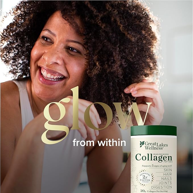 Great Lakes Wellness Collagen Peptides Powder for Skin Hair Nails Joints &amp Digestion - Chai Flavored - Quick Dissolve Hydrolyzed Non-GMO Kosher - 10 oz