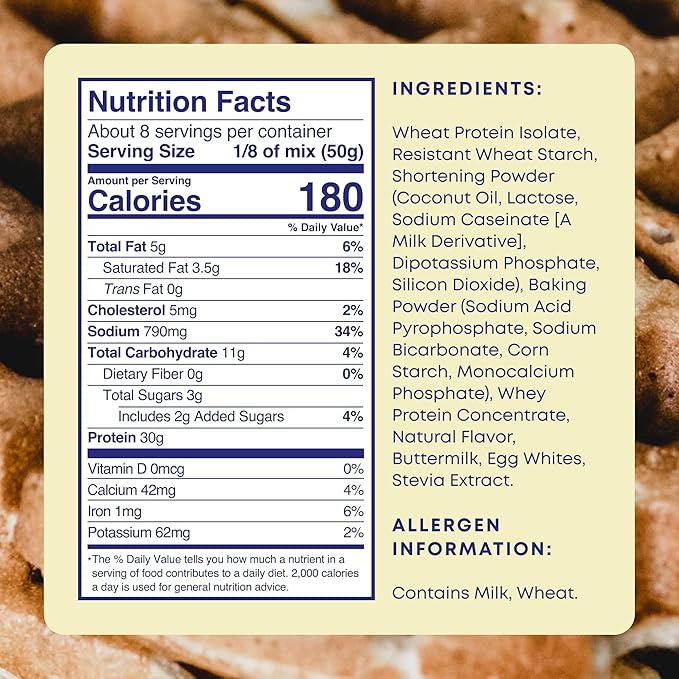 Protein Pancake Mix &amp Protein Waffle Mix by Phoros Nutrition 30g of Protein Low Carb High Protein Keto-Friendly Whey Protein Whole Grain Oats Whole Wheat Pancakes Just Add Water (Buttermil