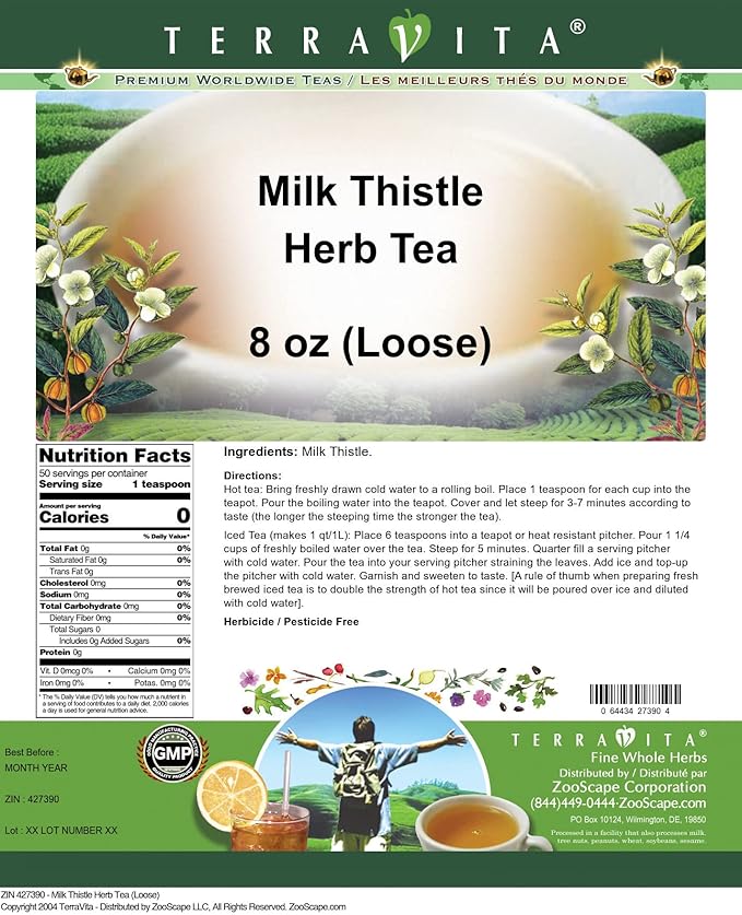 Milk Thistle Herb Tea (Loose) (8 oz ZIN: 427390) - 2 Pack