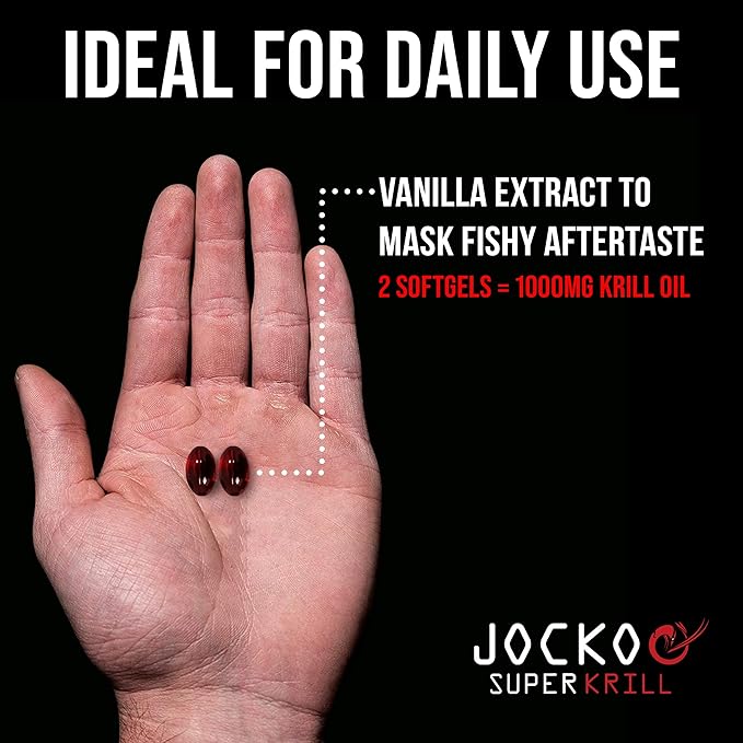 Jocko Fuel Antarctic Krill Oil Omega 3 Fatty Acid Supplements DHA &amp EPA - 1000mg Softgels - Supports Joints Mobility &amp Mental Function (60 Softgels)