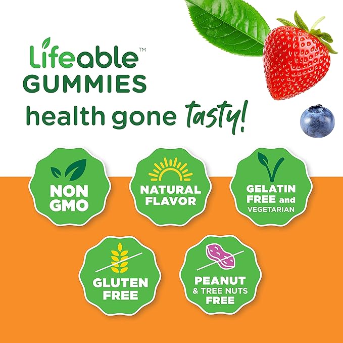 Lifeable Iron &amp Vitamin C Kids + Zinc 50mg Gummies Bundle - Great Tasting Vitamin Supplement Gluten Free GMO Free Chewable Gummy