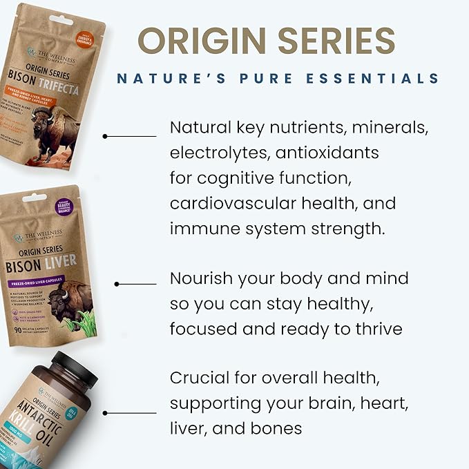 Bison Liver – Natural Beauty Hormone Balance Vitality - Grass-Fed &amp Finished Organ Capsules for Collagen &amp Skin Health | 90ct (1 Month Supply)